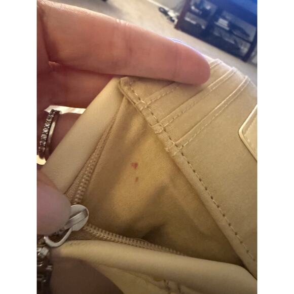 Sash Crossbody Sling Bag Cream Faux Leather | Travel Bag | Hidden Pockets - Picture 7 of 9